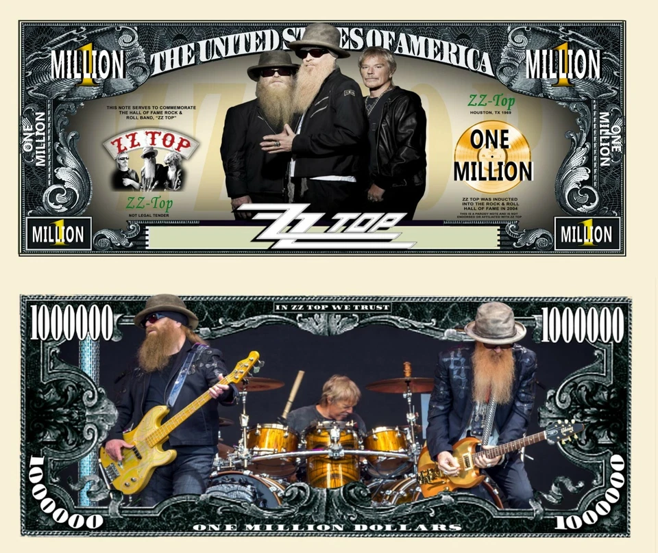 ZZ TOP ! BILLET 1 MILLION DOLLAR US ! BILLY GIBBONS DUSTY HILL BLUES ROCK TEXAS - Photo 1/1