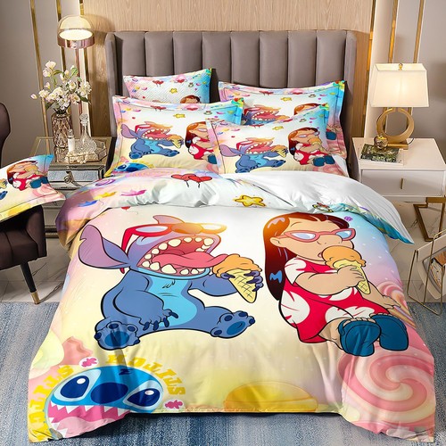 Super Lovely Stitch Bedding Set 2/3 PCS Quilt Duvet Cover Single Double King UK - Picture 34 of 50