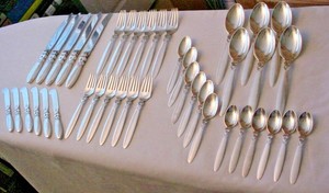 41 Piece Service for 6 Sterling Georg Jensen CACTUS Minus 1 Knife