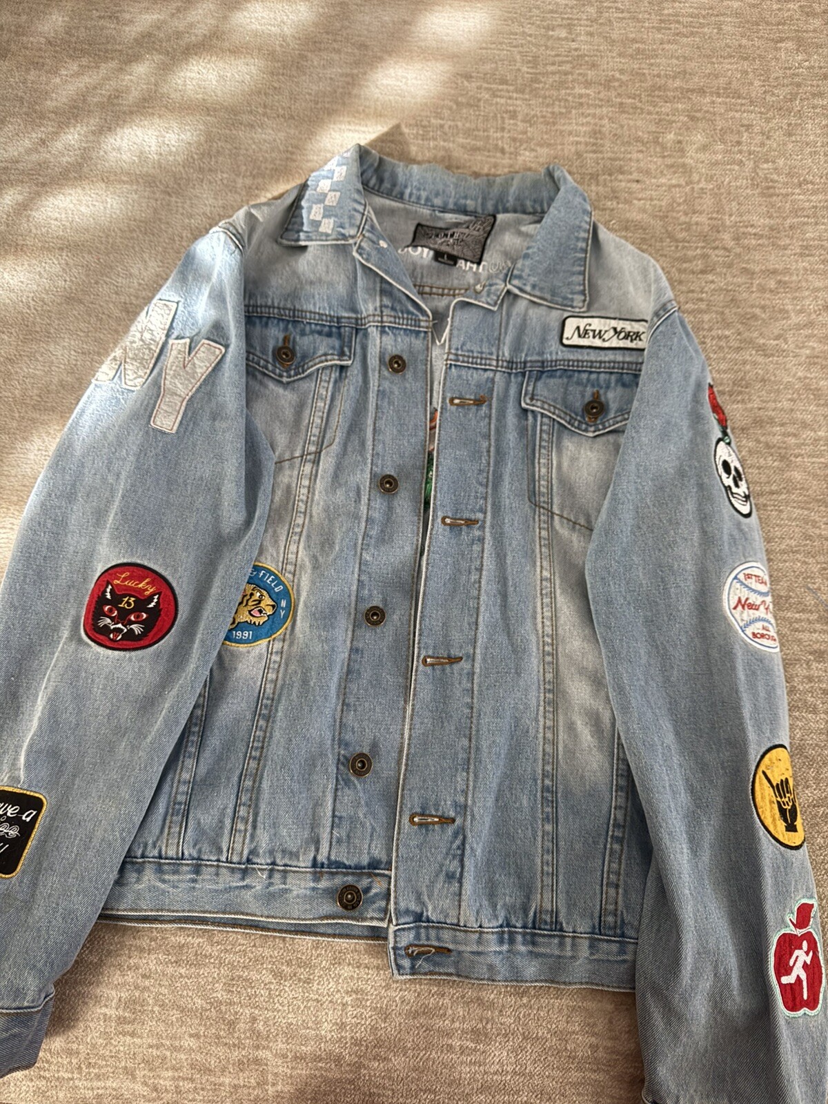 Denim Jacket Size Large Brooklyn Cloth MFG Co New York Patch Embroidered-image