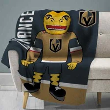 Sleep Squad Vegas Golden Knights Chance Mascot 60” x 80” Raschel Plush Blanket