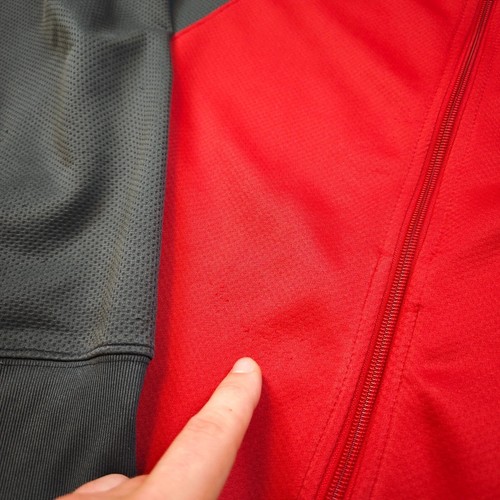 Suéter Nike vintage para hombre cremallera grande rojo gris bloque de color p... - Imagen 13 de 13