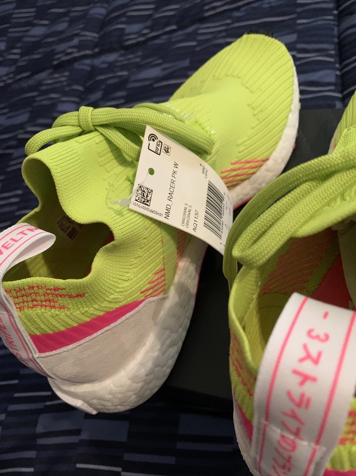 ADIDAS Boost NMD  RACER PRIMEKNIT SHOES  AQ1137 “SEMI SOLAR YELLOW” SIZE 5.5 - Image 4 of 4
