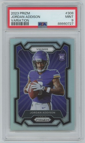 2023 Panini Prizm Silver Variation Jordan Addison Rookie PSA 9 Minnesota Vikings