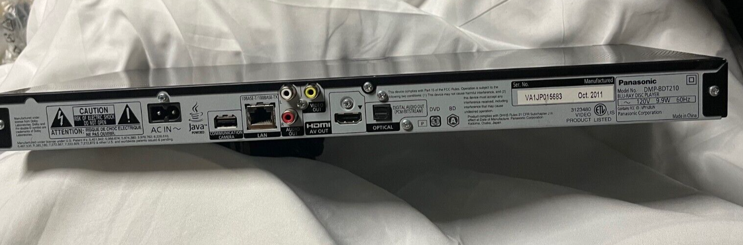 Panasonic DMPBDT210 3D BluRay Player Dolby TESTED & WORKS No Remote
