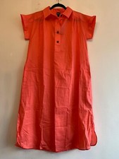 PATAGONIA Dress WEAVE Cotton Size Small CORAL SHORT SLEEVE W/BELT POCKETS NWT