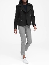 Banana Republic Italian Melton Peacoat Coat, Black SIZE M 352385 E1112/N0115