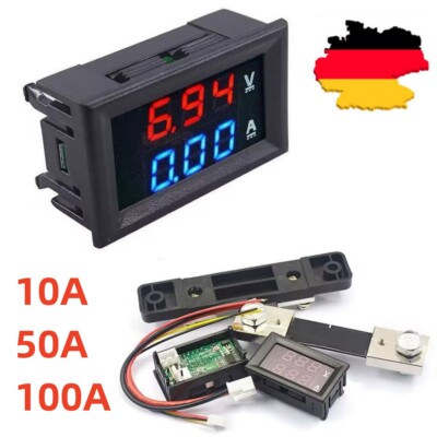 10A 50A 100ALED Digitalanzeige Volt Strom Spannungsmesser Voltmeter Amperemeter