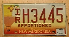 NEW MEXICO APPORTIONED INTERSTATE IRP SEMI TRAILER LICENSE PLATE " IRH 3445 " NM