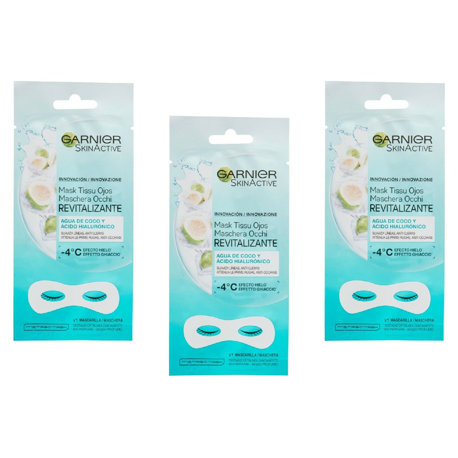 3pz GARNIER SKIN ACTIVE Masch. tessuto OCCHI Revitalizzante Effetto ghiaccio 6g