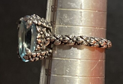 STEPHEN DWECK Sterling .925 Carved Floral Ring Oval Blue Topaz Stone Size 8.5 - Picture 4 of 11