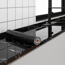 24"x394" Black Marble Wallpaper Marble Paper for Countertops Peel and Stick C...