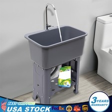 30.11" H Utility Sink Laundry Tub Freestanding with 360  Stainless Steel Faucet