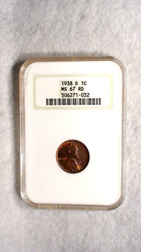 1938 D Lincoln Wheat Cent NGC MS67 RED GEM 1C Coin OLD FATTY HOLDER!