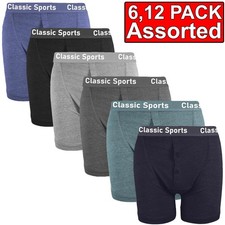 6, 12 Pack Mens Boxer Shorts Plain Button Fly Underwear Underpants Trunks Boxers