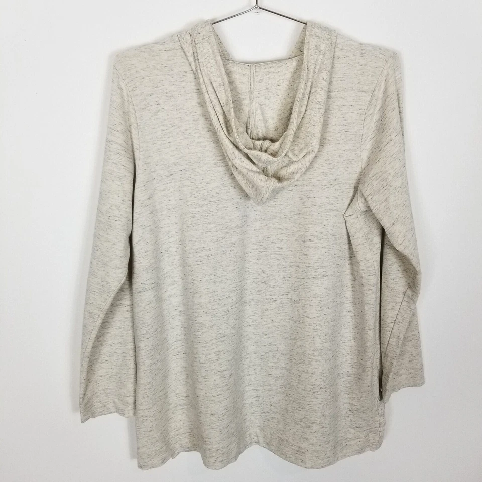 J.Jill Pure Jill Mujeres Pima Algodón Pullover Sudadera con Capucha Talla L Gris Sudadera Informal Foto 2 de 4