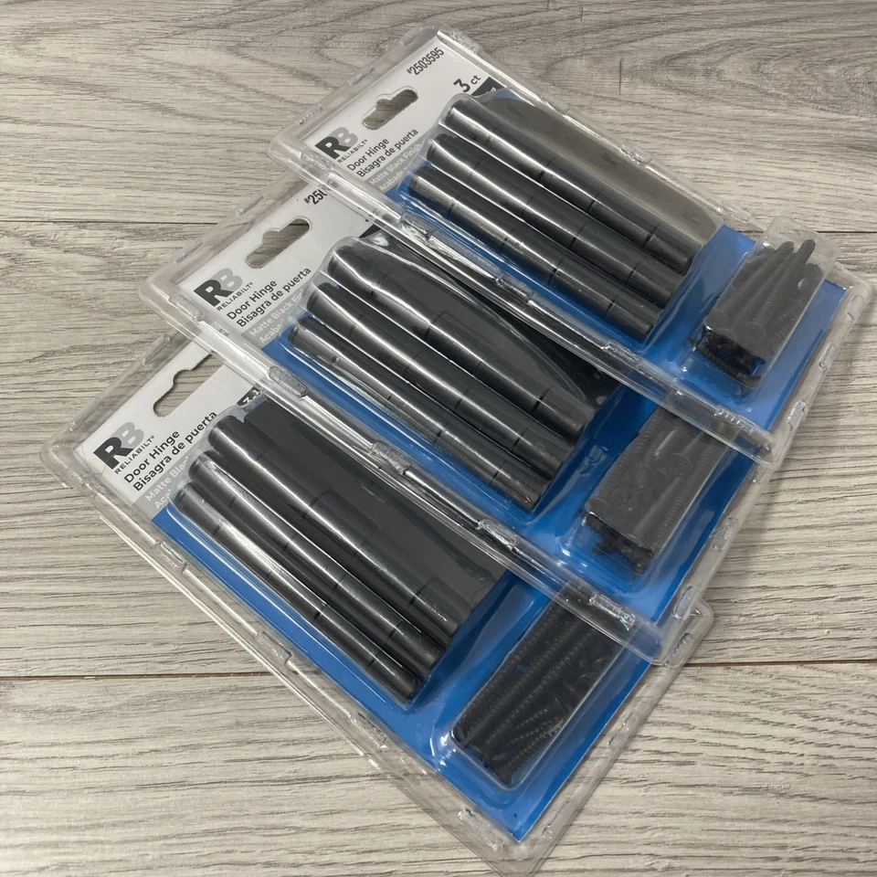 Bisagras de puerta interiores de mortaja negras mate Reliabilt #2503595 3 paquetes/9 en total NUEVO Foto 3 de 4