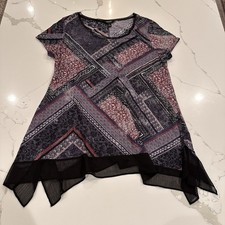 Simply Vera Wang Purple Floral Patchwork Flowy Tunic Top L Whimsigoth Witchy
