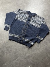 Vintage Dale of Norway Nordic Wool Cardigan Blue White Size L Made in Norway