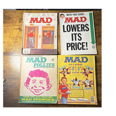 Vintage MAD MAGAZINE DEC 1975,July 80 Fall 1985,1967 lot of 4