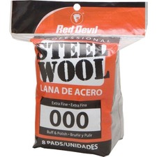 Red Devil 0321 Steel Wool, 000 Extra Fine (Pack of 8) 8 Pads, Gray
