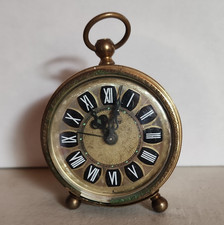 VINTAGE -Wind Up Alarm Desk Clock Round Gold ...