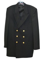 Men's Vintage United States Navy Double Breasted Formal Black Blazer 41 Long