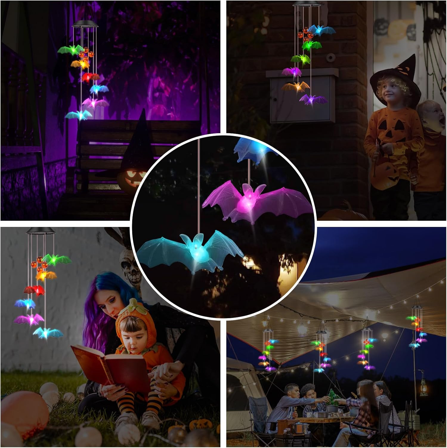 Halloween Solar Wind Chimes for Party Yard Porch Patio Home Hanging Decor