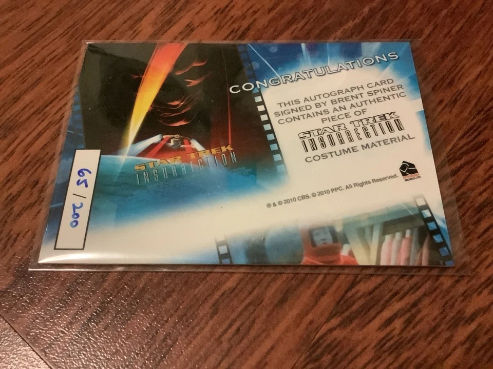 THE QUOTABLE STAR TREK MOVIES DAVID SPINER COSTUME AUTO CARD 2010 RITTENHOUSE - Image 2 of 2