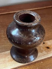 Small Stump House Marked Redwood Burl Carved Small Wood Wooden Vase - 3.5 inches