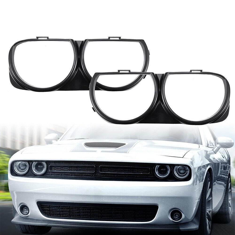 LH & RH Front Headlight Bezel Lamp Cover Trim Set-For 2015-2021 Dodge Challenger