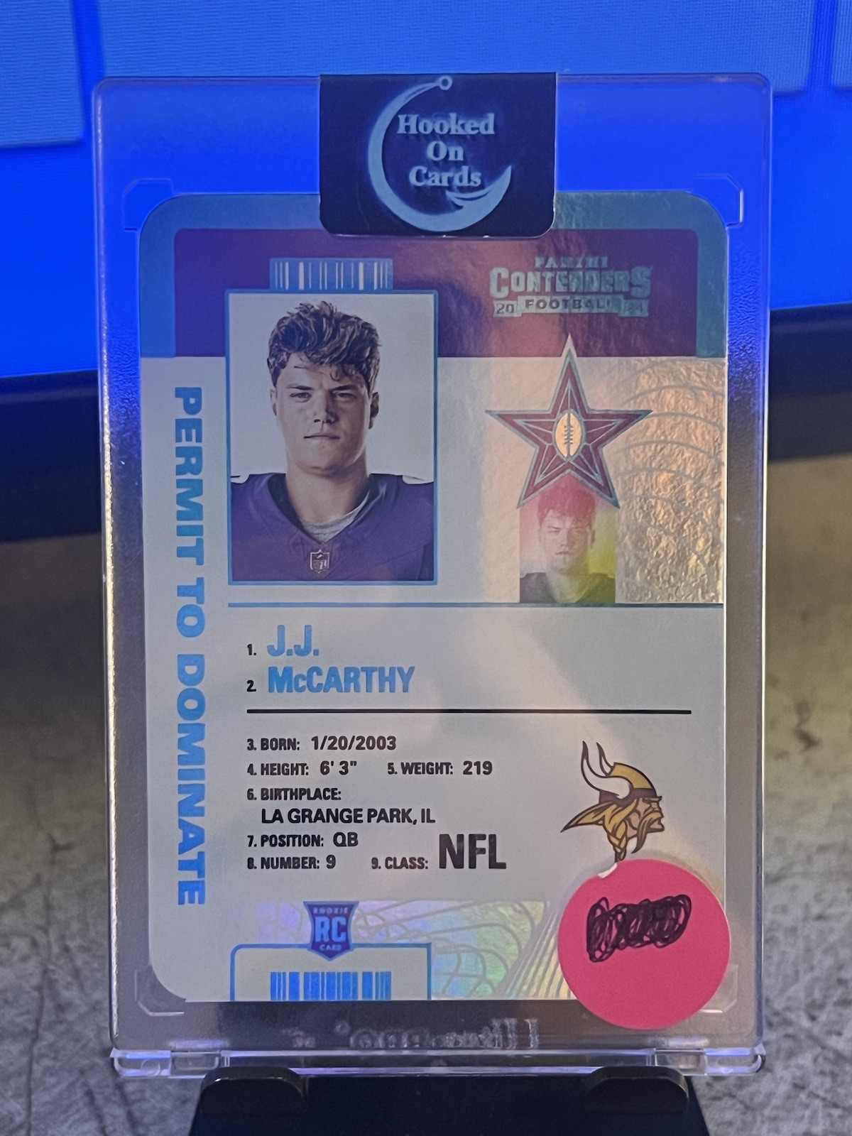 2024 Contenders JJ McCarthy Permit to Dominate RC SP Rookie #15