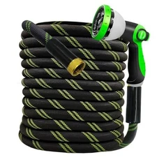 Garden Hose 50 FT, NON-EXPANDABLE Heavy-Duty Flexible & 50ft BlackGreen