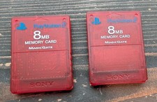 Sony Playstation 2 PS2 OEM 8mb Red Memory Card SCPH-10020 Lot of 2 Tested