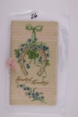 1910s Xmas Horseshoe Clover Good Luck Card MISTCH & STOCK