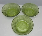 Set of 3 MCM Anchor Hocking Soreno Avocado Green Glass Bark 6" Salad Cereal Bowl