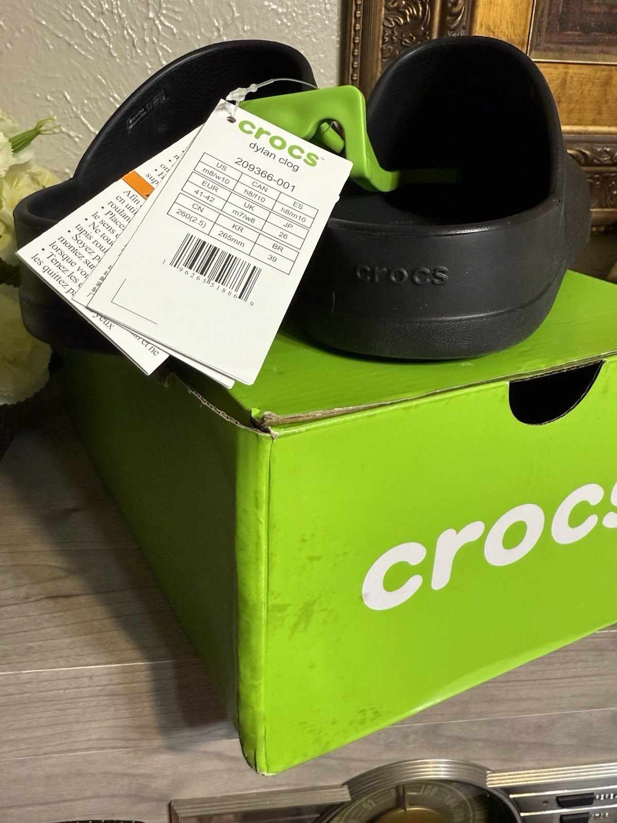 Crocs Unisex Dylan Clogs Slip On Shoes Mens 8 Womens 10 Black 209366-001 NIB image 7