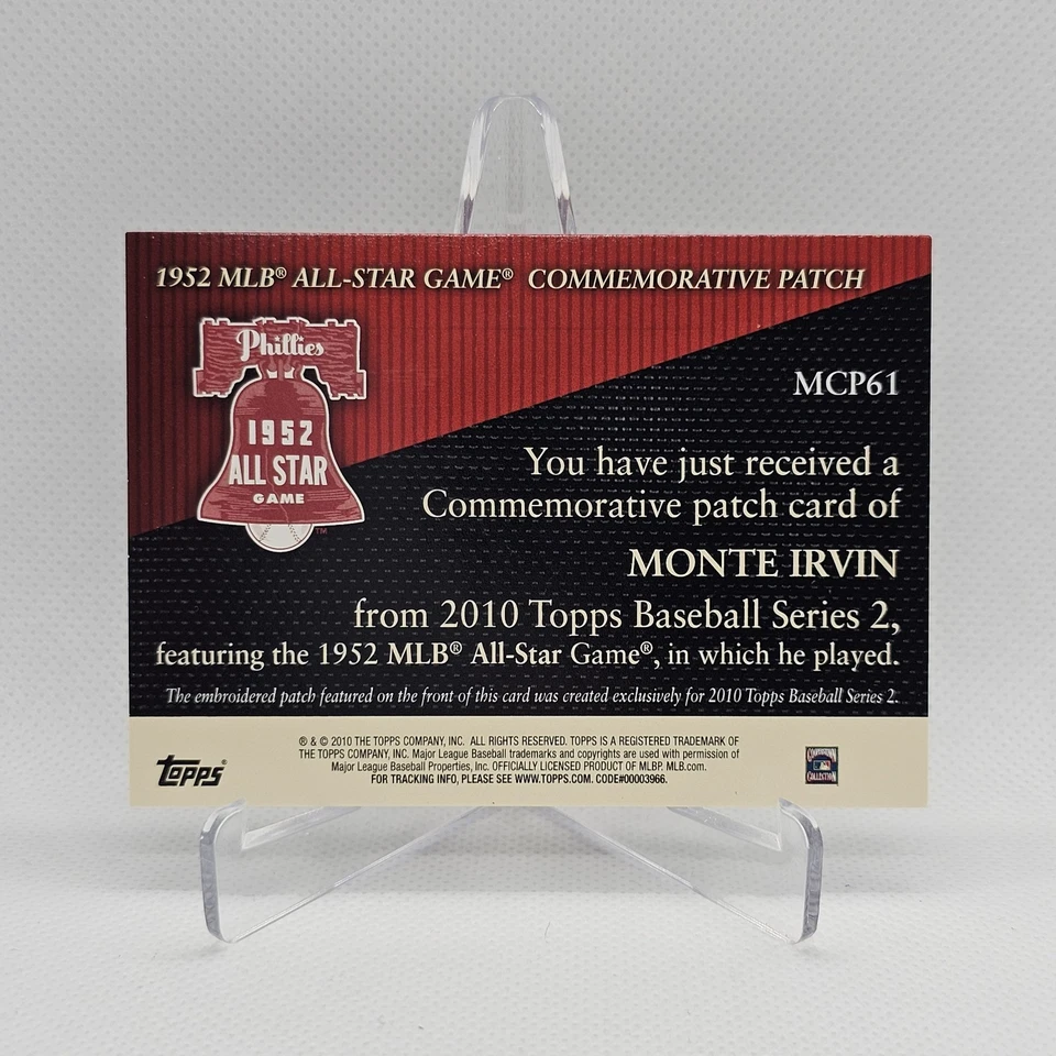 2010 Topps Monte Irvin New York Giants Commemorative Patch #MCP61 9337 - Image 2 of 3