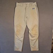Under Armour Baseball Pants Mens Size Large Light Gray Blue Trim Straight Leg