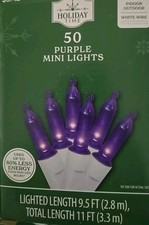 New  50-Count LED Mini Christmas String Lights, Purple , 10.2'