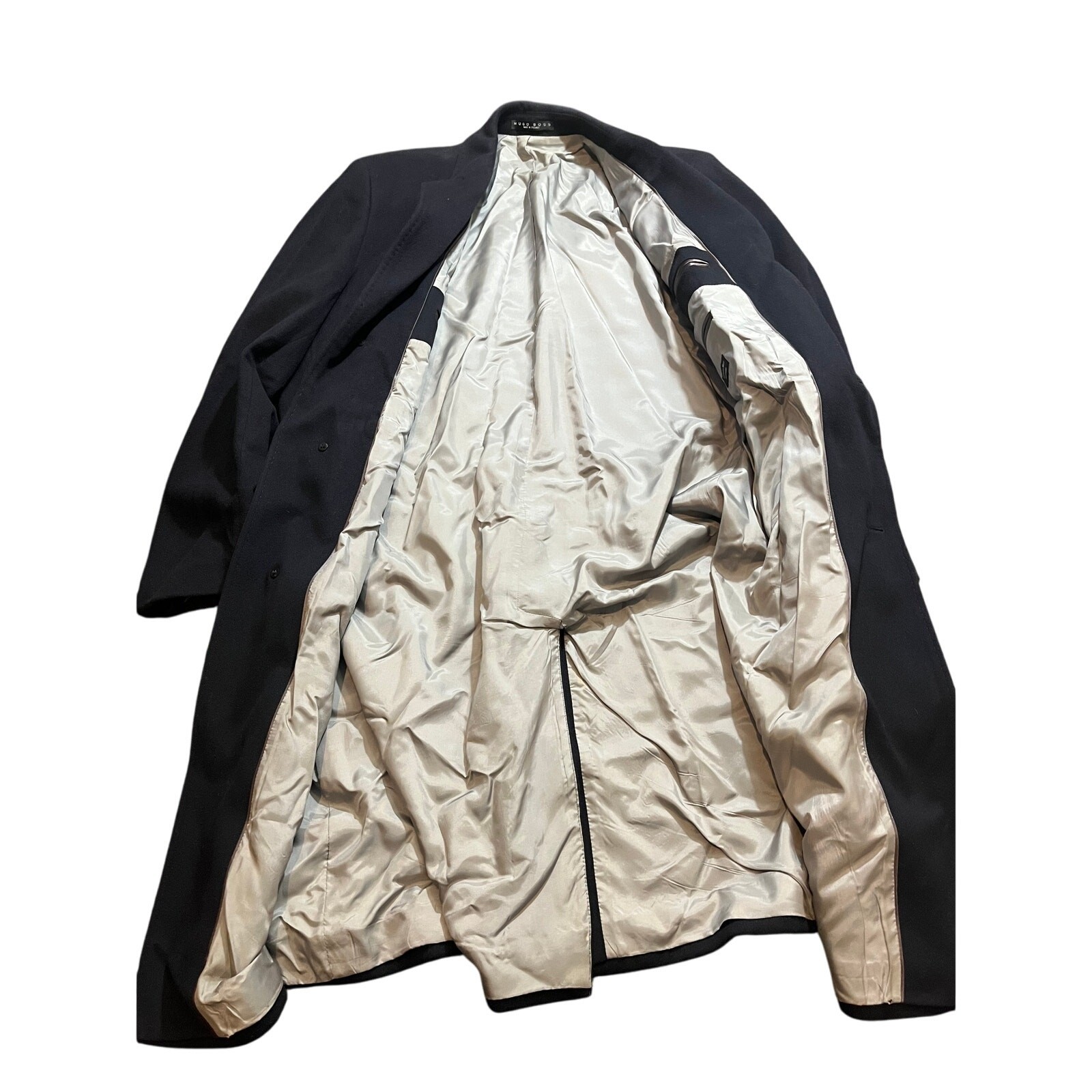 HUGO BOSS Mens Morgan navy Blue Virgin Wool Blend Overcoat Coat Size 42R thumbnail 10