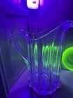 Vintage uranium Pitcher With Ribbed Design