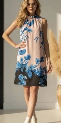 Ted Baker NWT Pink Blue Ruffle Juniaa Fantasia Dress 3 8 10