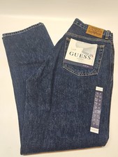 Vintage 90s GUESS Jeans Mens 33x32 Dark Wash Classic Fit Straight Leg NWT