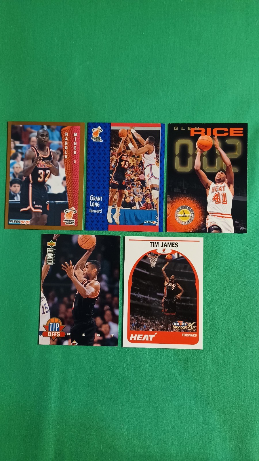 Miami Heat Lot (5) Harold Miner Grant Long Glen Rice Steve Smith & Tim James NBA