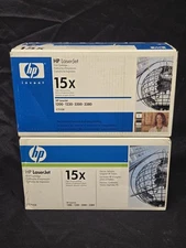 Two (2) NEW & Genuine HP 15X (C7115X) Black Toner Cartridge