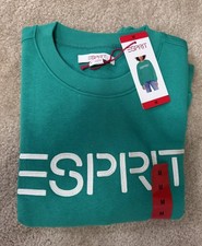 NWT Esprit Women's Fleece Crewneck Green Sweatshirt 80s 90s- MEDIUM