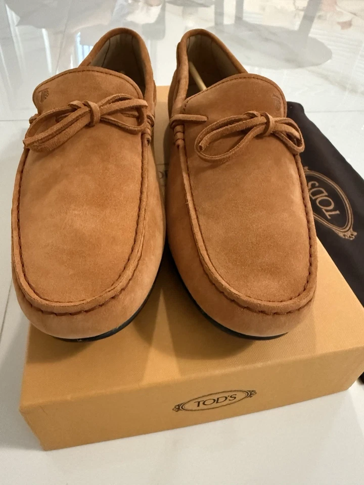 TOD’S CITY GOMMINO Burnt Orange Suede Driving Moccasins Sz.9.5 NEW BOX $985 MSRP - Image 3 of 4