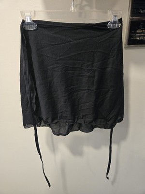 Motionwear Tie Wrap Skirt Adult One Size Black Dance Ballet 36x17 Made in USA