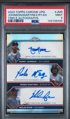 2023 Topps Chrome Nolan Ryan Martinez Randy Johnson Triple Auto #’ed /10 PSA 9